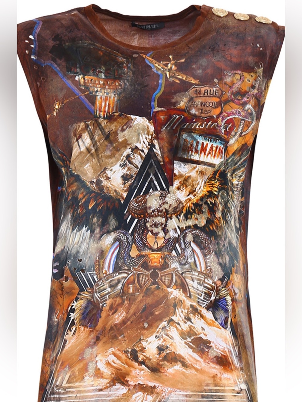 Balmain Multicolor Graphic Muscle Tee